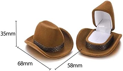 תיבת תכשיטים של כובע קאובוי יצירתי מאוד | תיבת טבעת קטיפה של אופנה פרמיום | קופסת תכשיטים של כובע קאובוי מערבי | ארגז טבעת וינטג 'לטקס